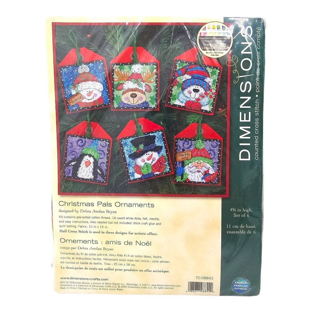 Dimensions Christmas Pals Ornaments Cross Stitch Kit 2009 Makes 6 New Sealed